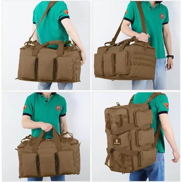 Military Duffel Bag 50L Gym Bag for Men Convertible Weekend Backpack - Picture 6 of 6